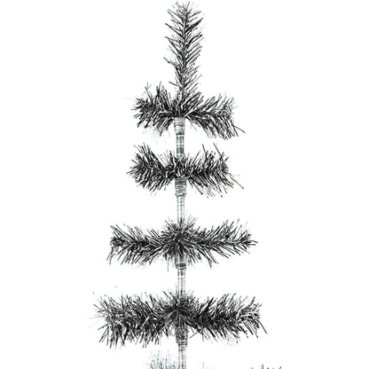 BLACK & SILVER FIREWORK TINSEL TREE