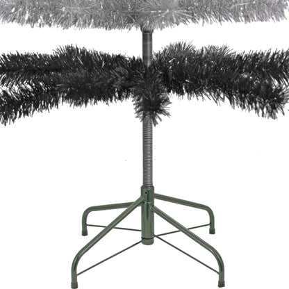BLACK & SILVER LAYERED TINSEL CHRISTMAS TREE