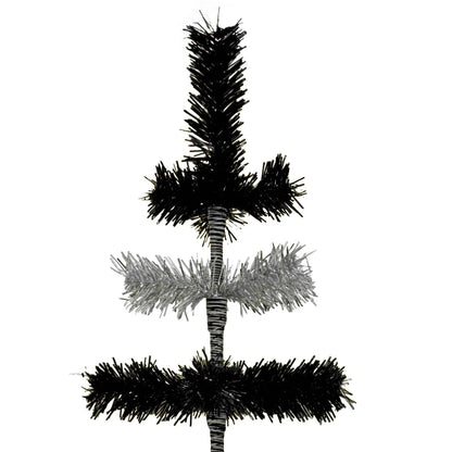 BLACK & SILVER LAYERED TINSEL CHRISTMAS TREE