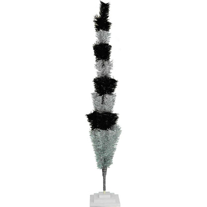 BLACK & SILVER LAYERED TINSEL CHRISTMAS TREE
