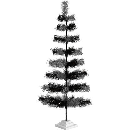 BLACK & SILVER MIXED TINSEL TREE