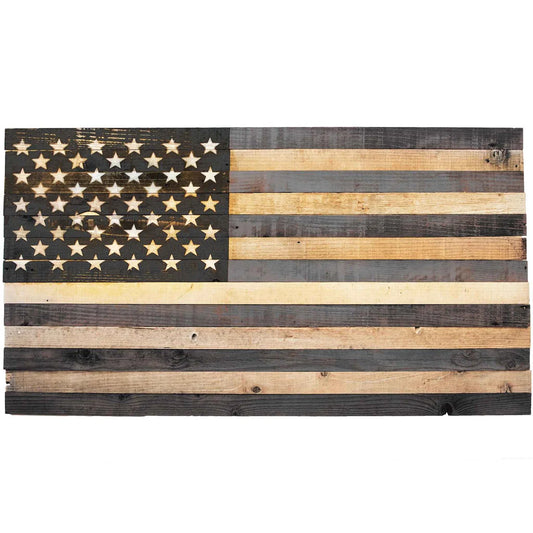 BLACK & WOOD AMERICAN FLAGS
