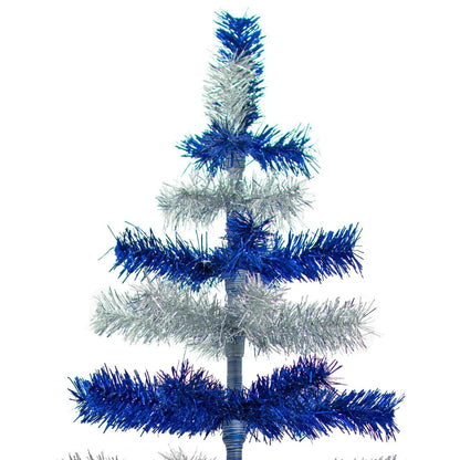 BLUE & SILVER LAYERED TINSEL CHRISTMAS TREE