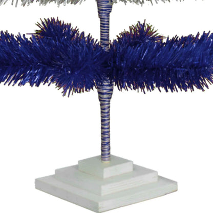 BLUE & SILVER LAYERED TINSEL CHRISTMAS TREE