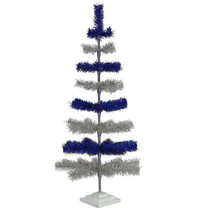 BLUE & SILVER LAYERED TINSEL CHRISTMAS TREE
