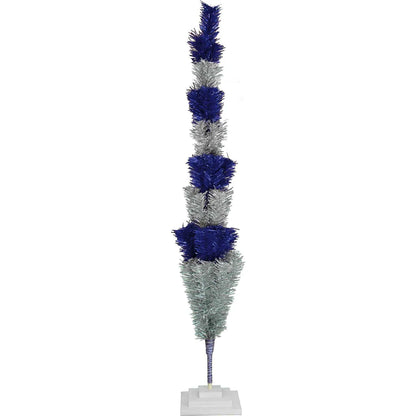 BLUE & SILVER LAYERED TINSEL CHRISTMAS TREE