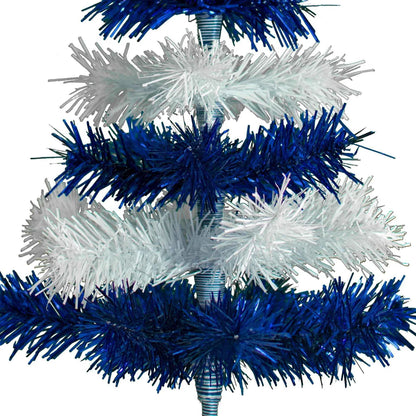 BLUE & WHITE LAYERED TINSEL CHRISTMAS TREE