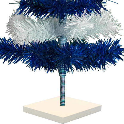 BLUE & WHITE LAYERED TINSEL CHRISTMAS TREE
