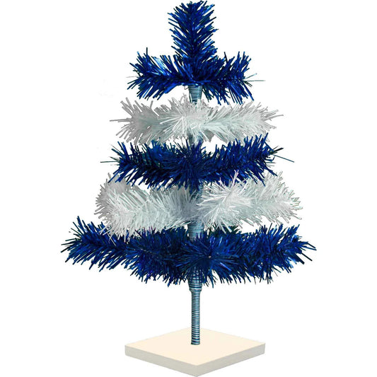 BLUE & WHITE LAYERED TINSEL CHRISTMAS TREE