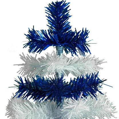 BLUE & WHITE LAYERED TINSEL CHRISTMAS TREE