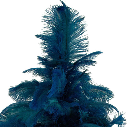 BLUE OSTRICH FEATHER CHRISTMAS TREE