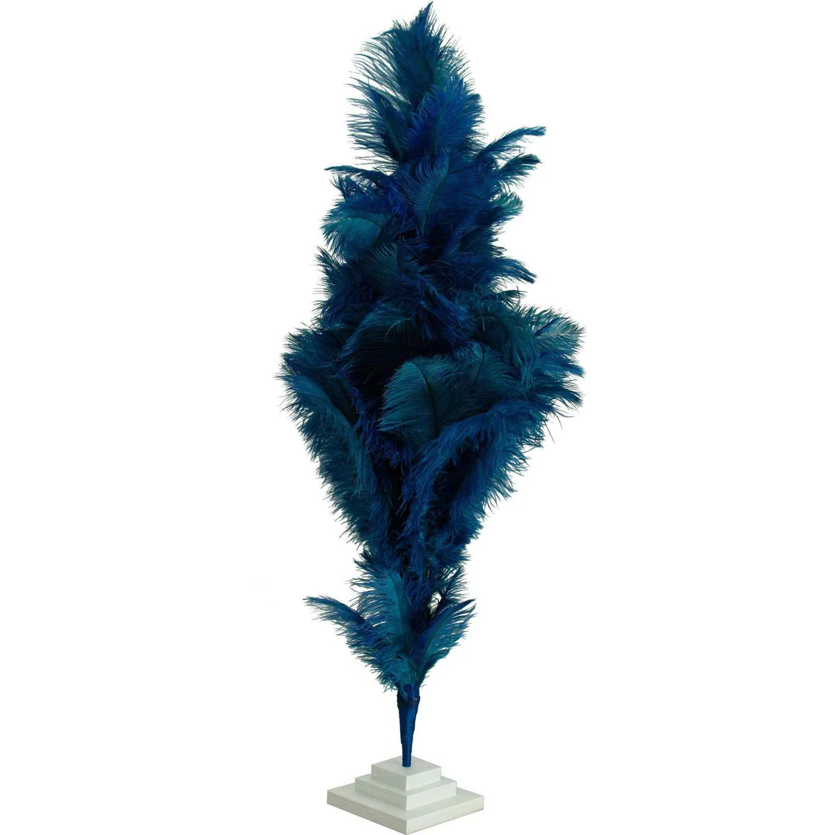 BLUE OSTRICH FEATHER CHRISTMAS TREE