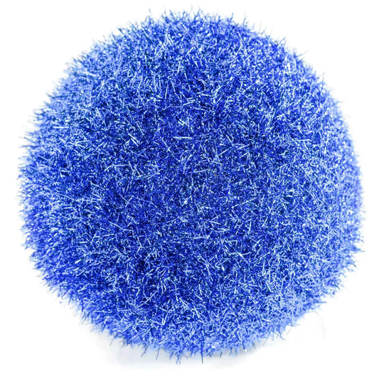 BLUE TINSEL BALL ORNAMENT
