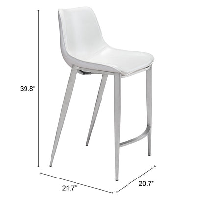 MAGNUS COUNTER STOOL WHITE & SILVER