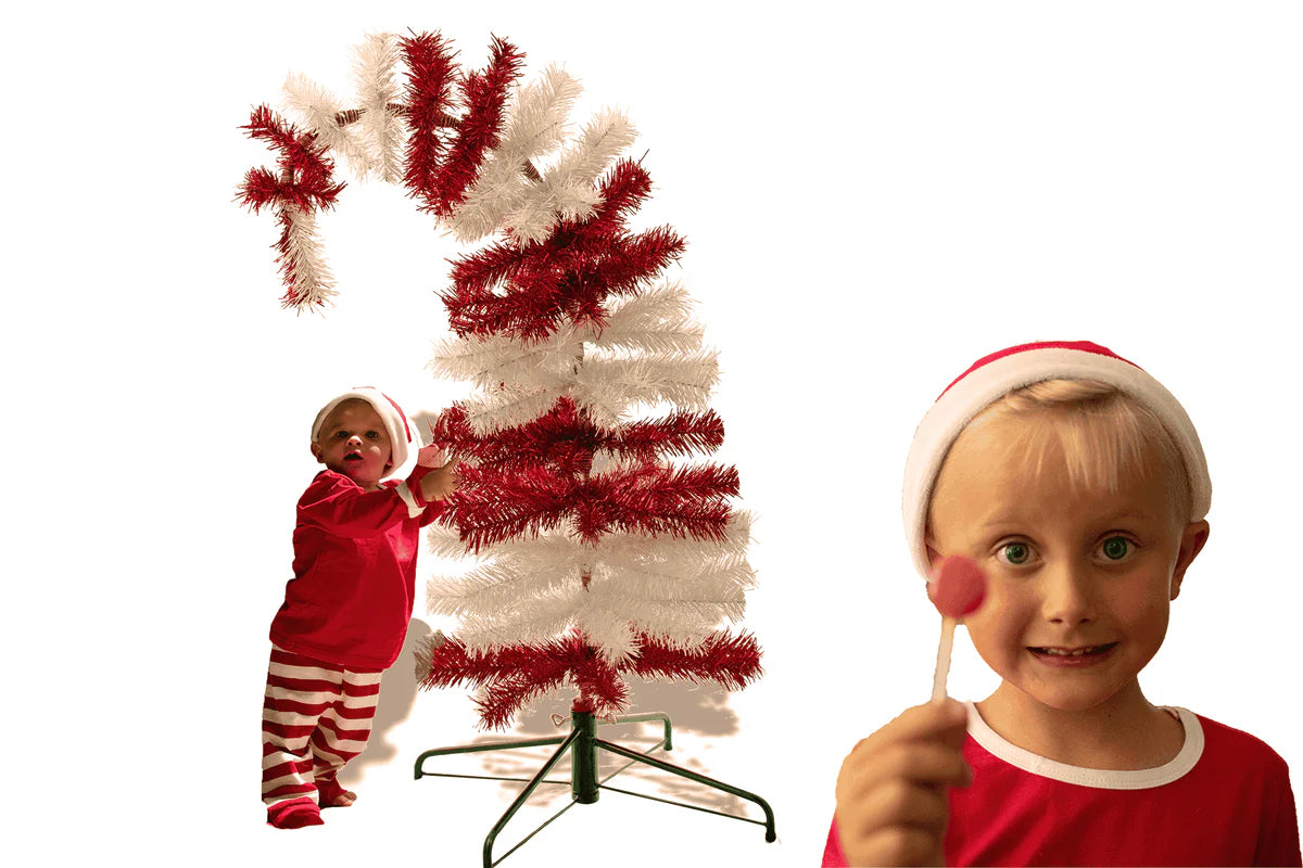DR. SEUSS RED & WHITE TINSEL CHRISTMAS TREE