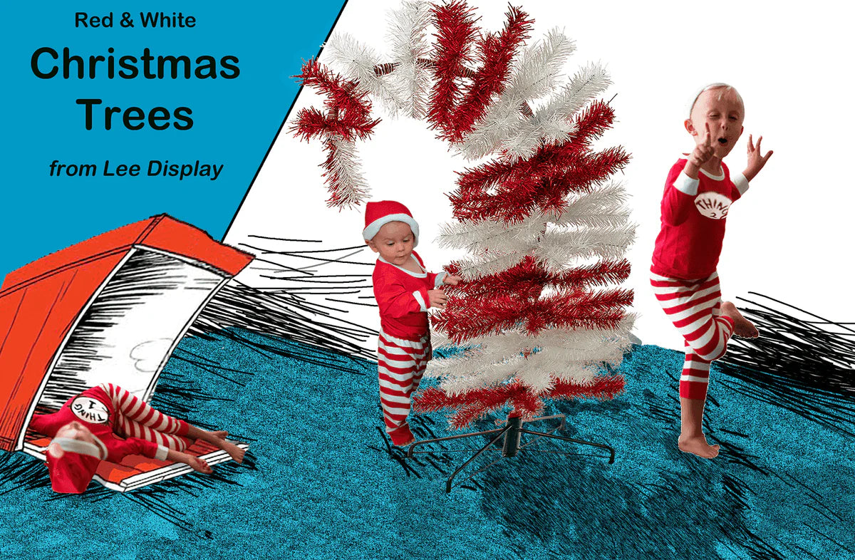 DR. SEUSS RED & WHITE TINSEL CHRISTMAS TREE