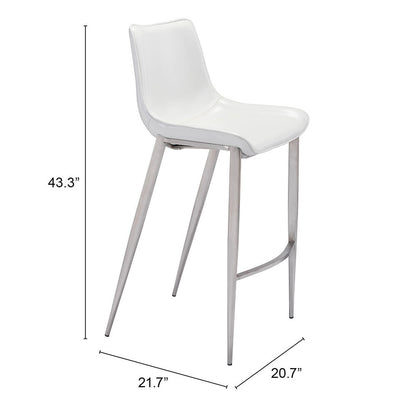 MAGNUS BARSTOOL WHITE & SILVER
