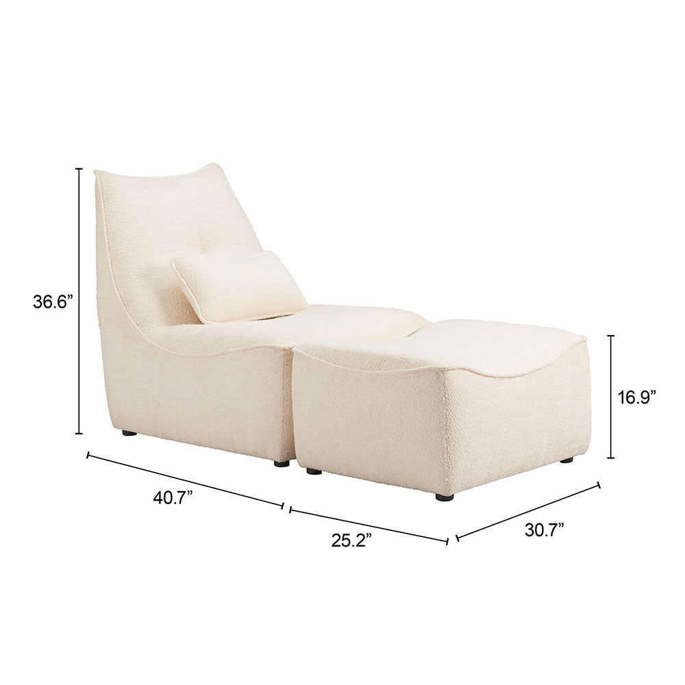 PREDA LOUNGE CHAIR  & OTTOMAN LVORY