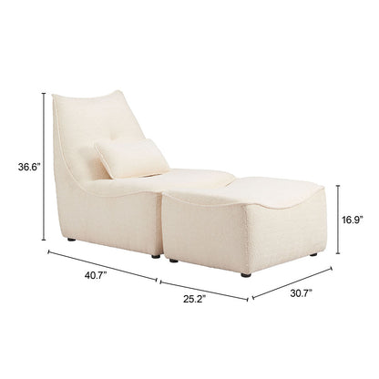 PREDA LOUNGE CHAIR  & OTTOMAN LVORY