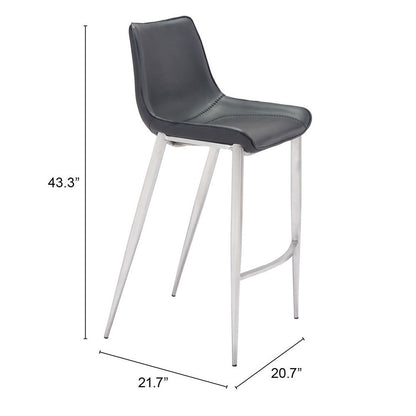 MAGNUS BARSTOOL BLACK & SILVER