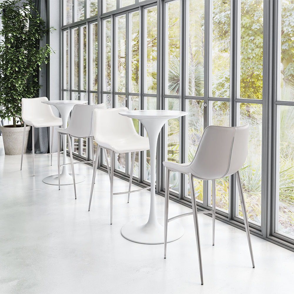 MAGNUS BARSTOOL WHITE & SILVER