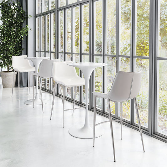MAGNUS BARSTOOL WHITE & SILVER