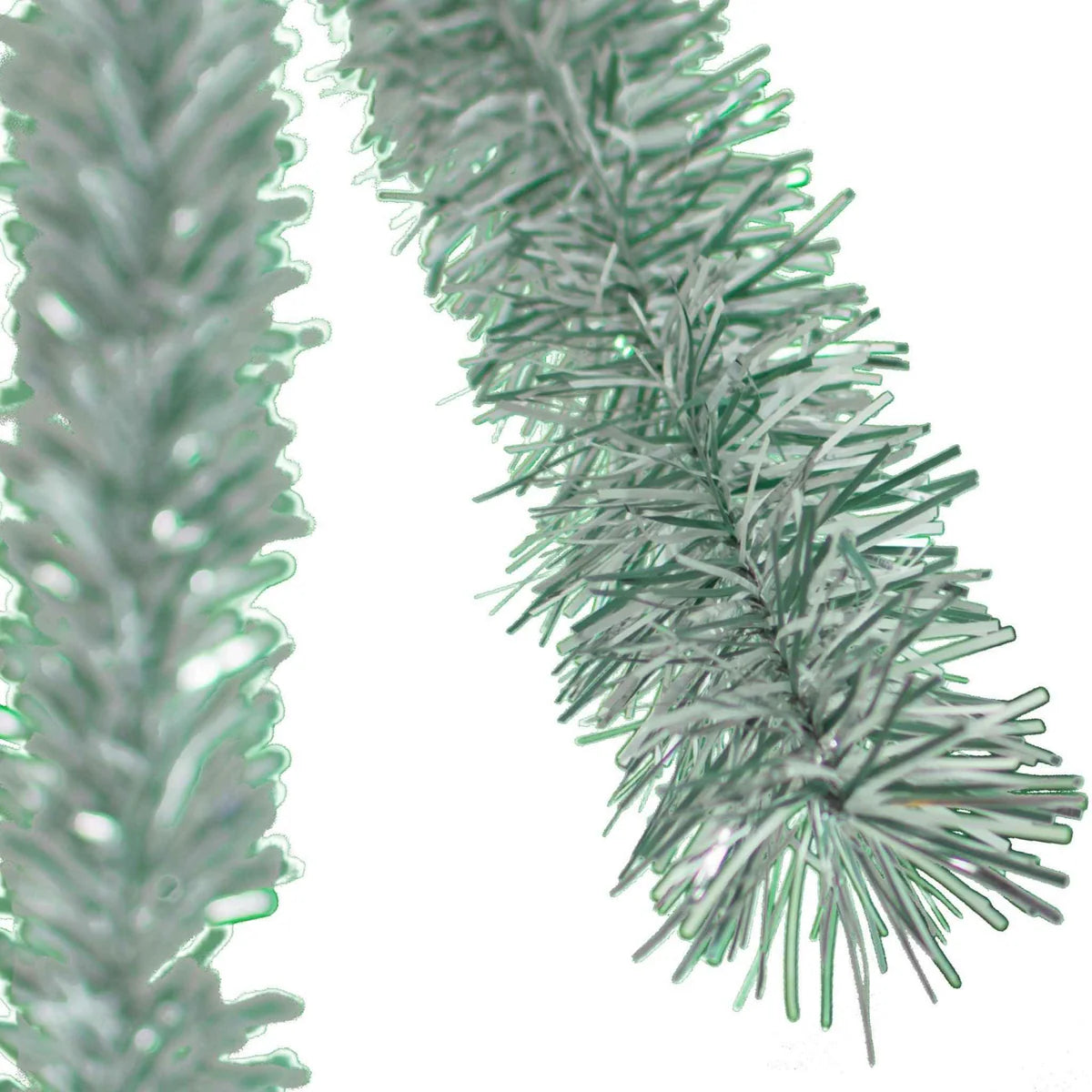 FROSTY WHITE, GREEN, AND SILVER TINSEL GARLAND