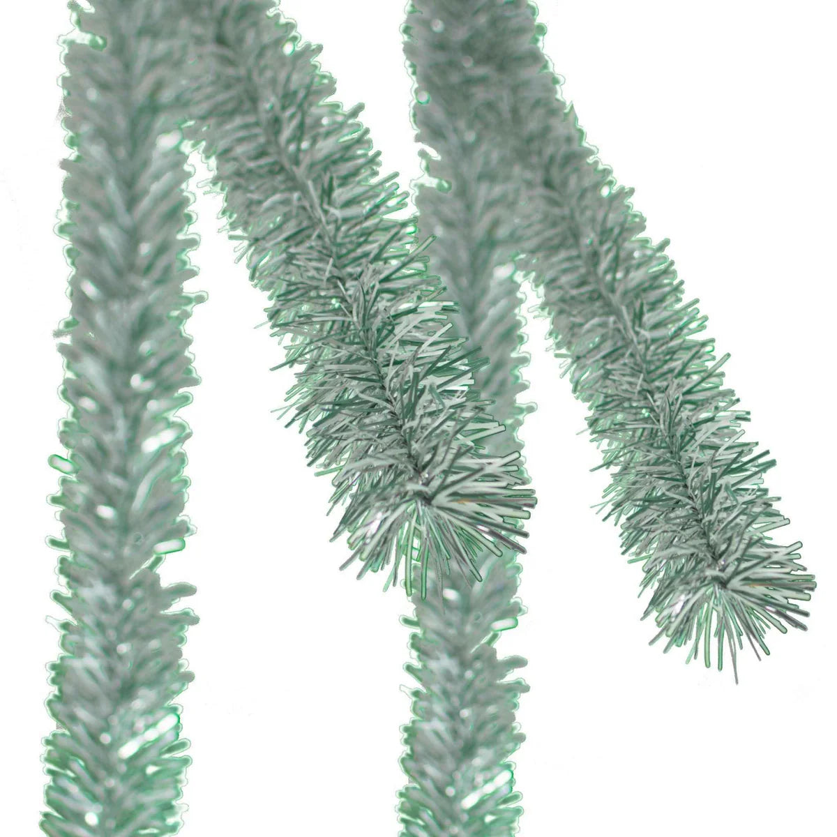 FROSTY WHITE, GREEN, AND SILVER TINSEL GARLAND
