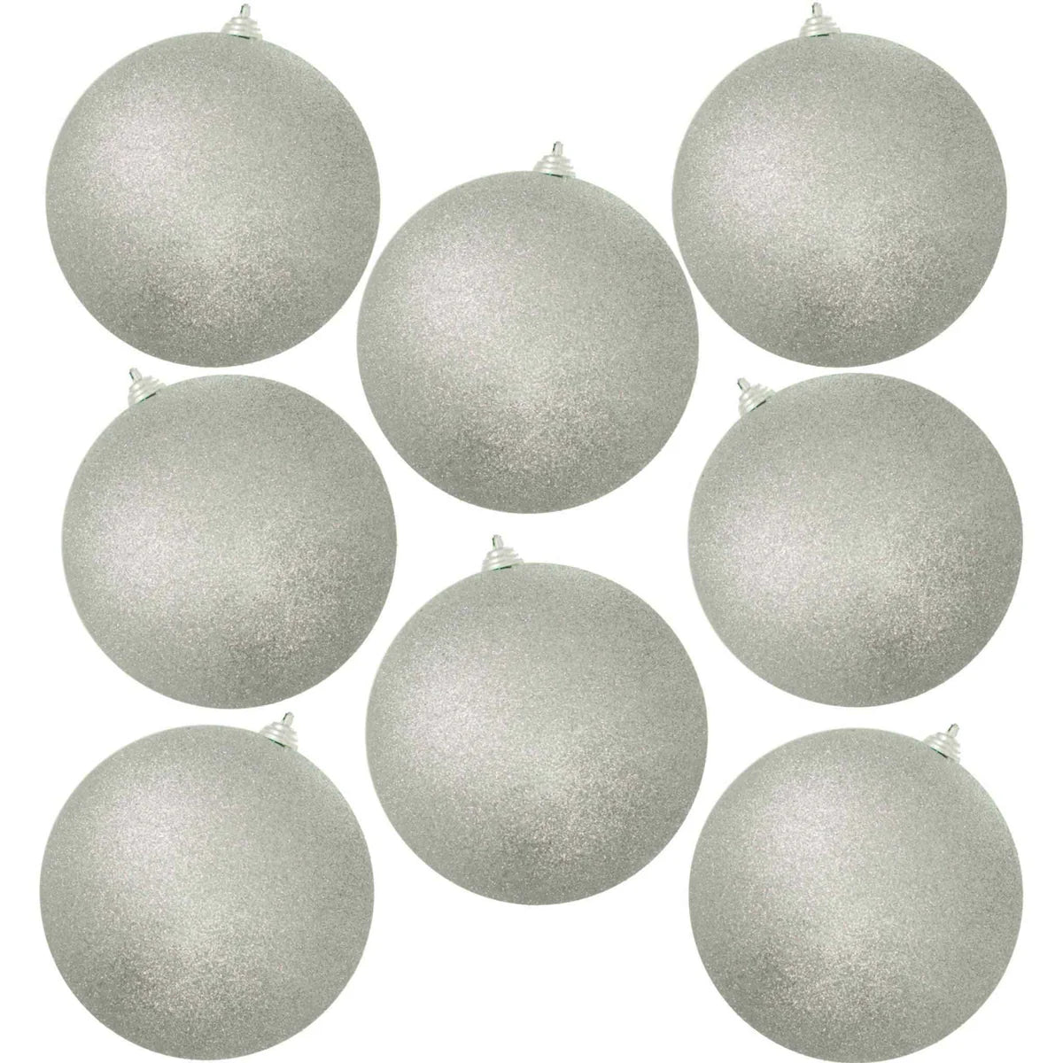 GLITTER SILVER BALL ORNAMENTS
