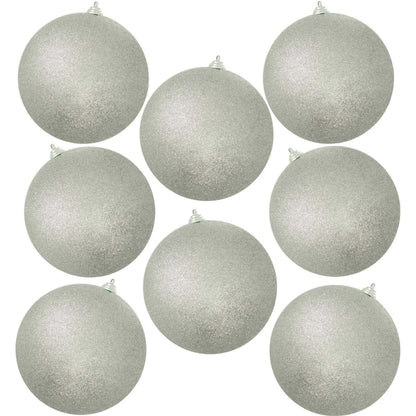 GLITTER SILVER BALL ORNAMENTS