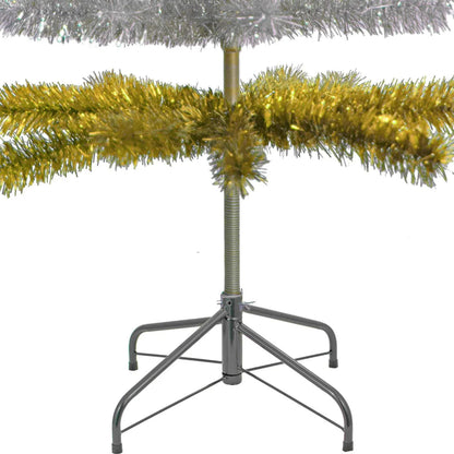 GOLD & SILVER LAYERED TINSEL CHRISTMAS TREE