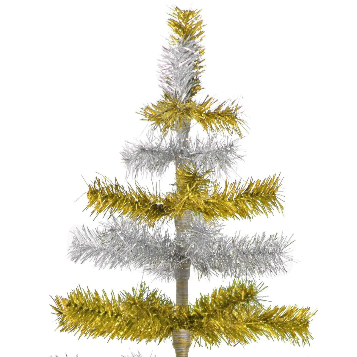 GOLD & SILVER LAYERED TINSEL CHRISTMAS TREE