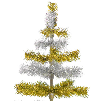 GOLD & SILVER LAYERED TINSEL CHRISTMAS TREE