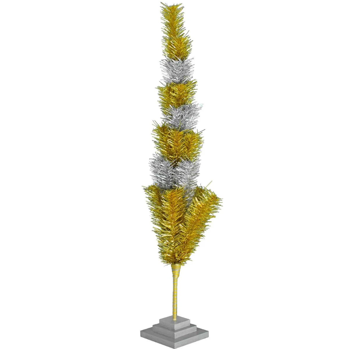 GOLD & SILVER LAYERED TINSEL CHRISTMAS TREE