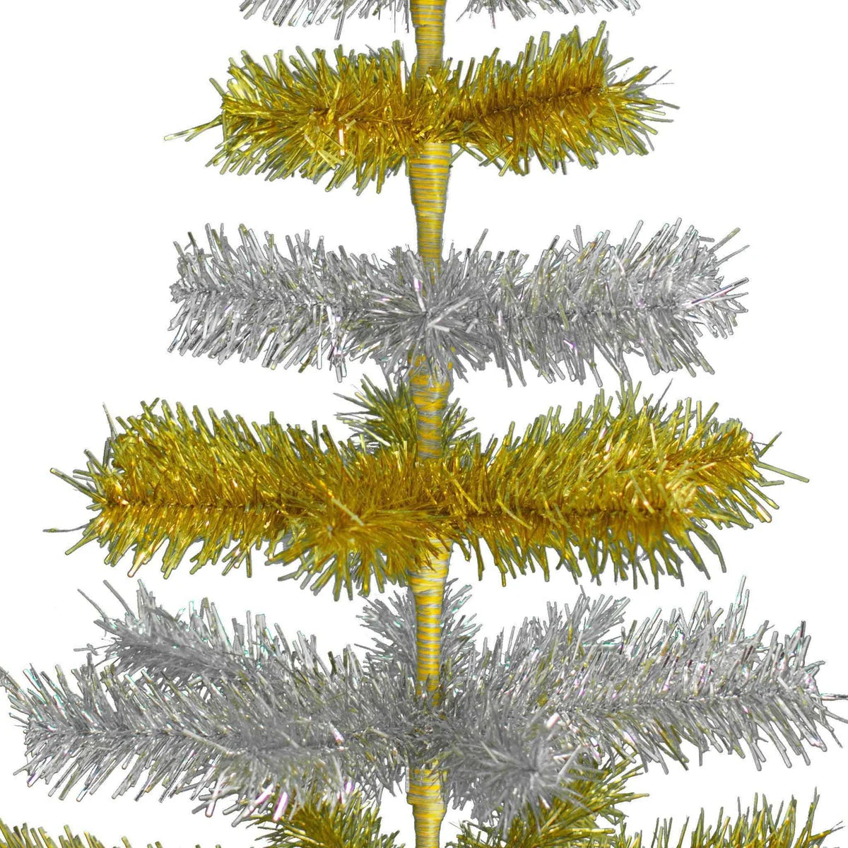 GOLD & SILVER LAYERED TINSEL CHRISTMAS TREE