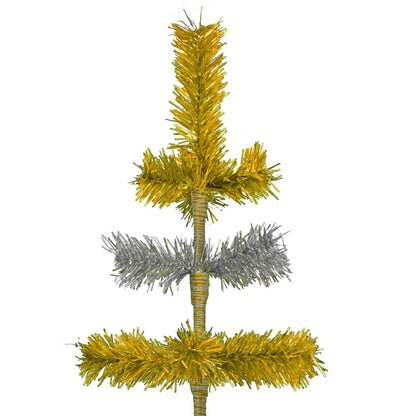 GOLD & SILVER LAYERED TINSEL CHRISTMAS TREE