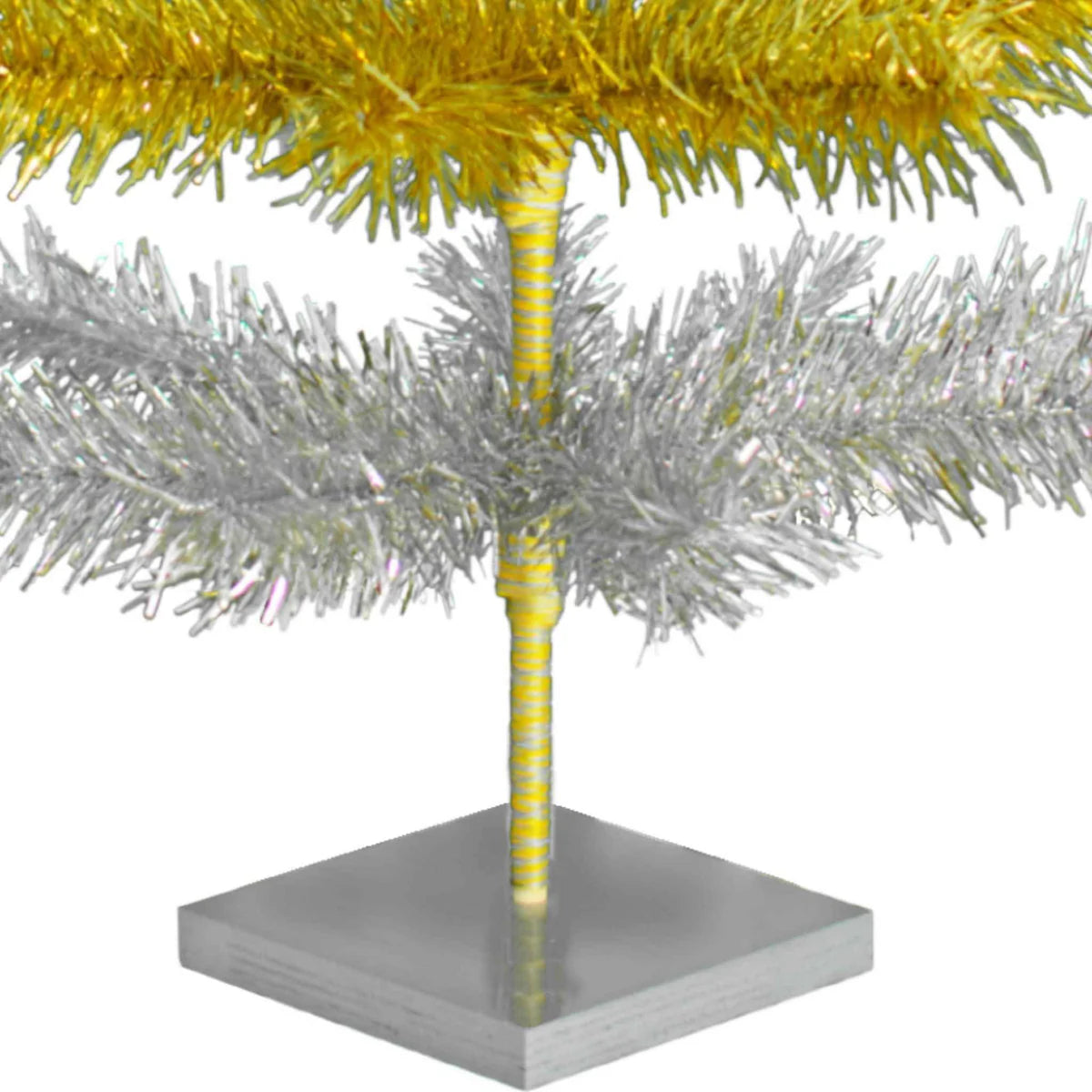 GOLD & SILVER LAYERED TINSEL CHRISTMAS TREE
