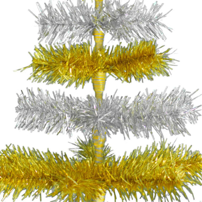 GOLD & SILVER LAYERED TINSEL CHRISTMAS TREE