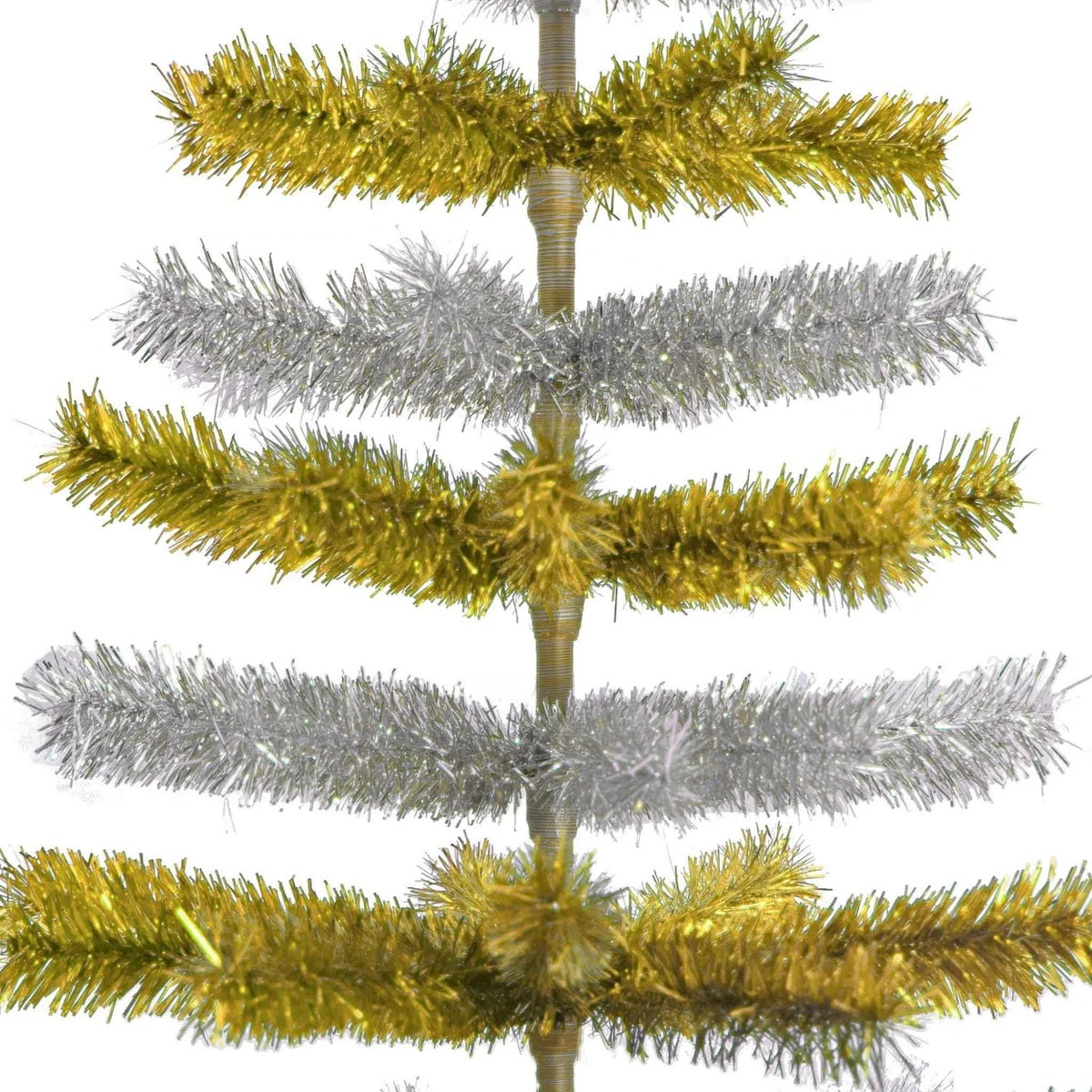 GOLD & SILVER LAYERED TINSEL CHRISTMAS TREE