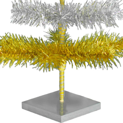 GOLD & SILVER LAYERED TINSEL CHRISTMAS TREE