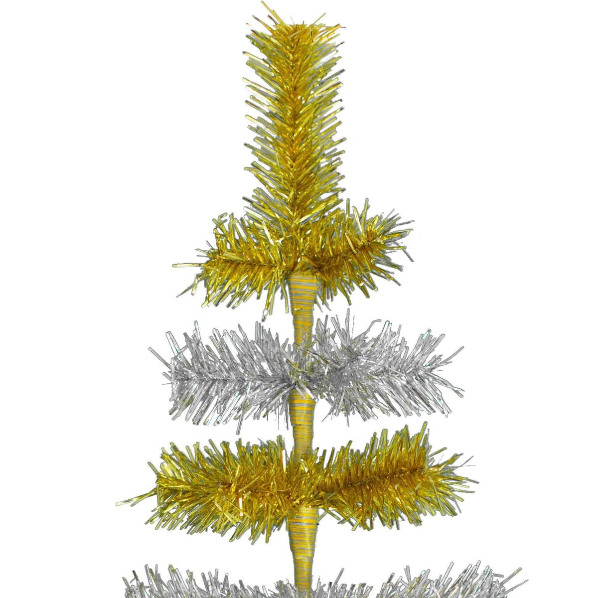 GOLD & SILVER LAYERED TINSEL CHRISTMAS TREE