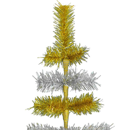 GOLD & SILVER LAYERED TINSEL CHRISTMAS TREE