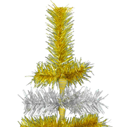 GOLD & SILVER LAYERED TINSEL CHRISTMAS TREE