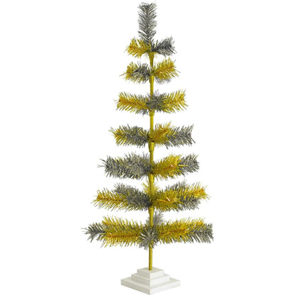 GOLD & SILVER MIXED TINSEL CHRISTMAS TREE