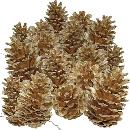 GOLD PINE CONES WITH HANGING WIRES