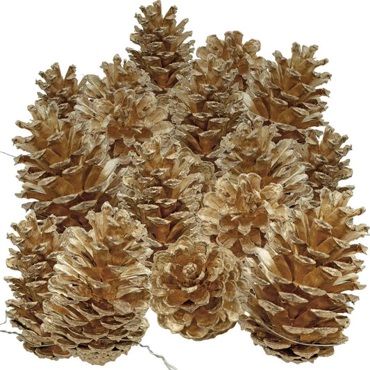 GOLD PINE CONES WITH HANGING WIRES