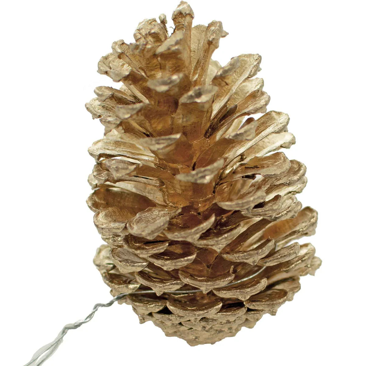 GOLD PINE CONES WITH HANGING WIRES
