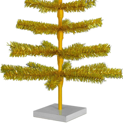 GOLD TINSEL TREE WITH 1IN THIN BRUSH