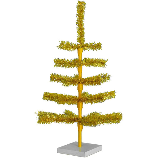 GOLD TINSEL TREE WITH 1IN THIN BRUSH