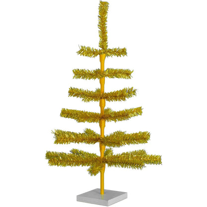 GOLD TINSEL TREE WITH 1IN THIN BRUSH